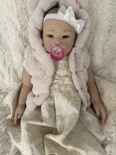 Reborn toddler Girl Vinyl Doll Amaya 28” Soft Body Hand Painted And Painted Hair