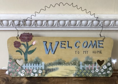 Hand painted sign welcome - painted, ‘welcome
