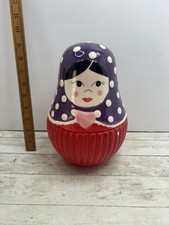 Russian Doll Cookie Storage Jar Biscuit Barrel Ontrack Ceramic 9” Tall Free Post