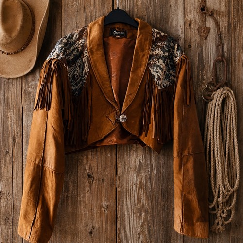 Vintage leather fringe jacket - leather,