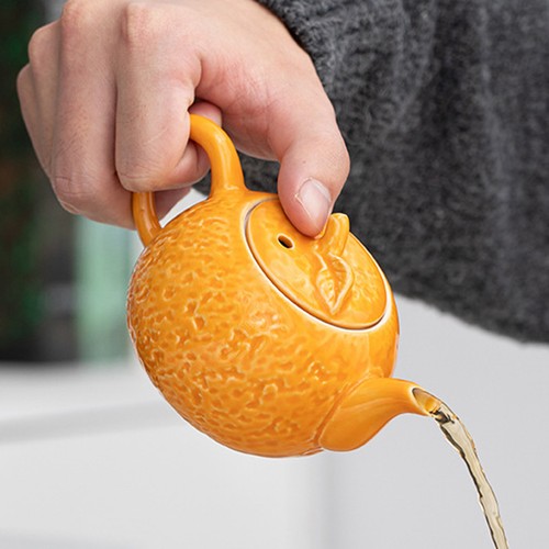 Kungfu tea pot ceramic orange - kungfu,