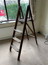 Vintage Wooden Decorators Ladder Three Step Scruffy Old Ladders Display Prop Old