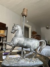 Vintage Cast Spelter Metal Prancing Horse Clock Topper Figurine Statue