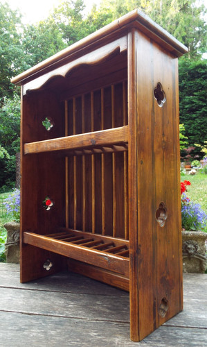 Wooden pine plate rack - pine, carved