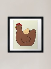 Brown hen mom and yellow cute