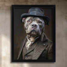 Victorian Staffordshire Bull Terrier Portrait Vintage Dog Wall Art Staffy Print