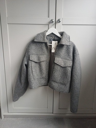 Zara grey tweed zip - zara,