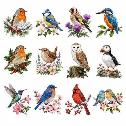 Floral birds theme uvdtf - birds,