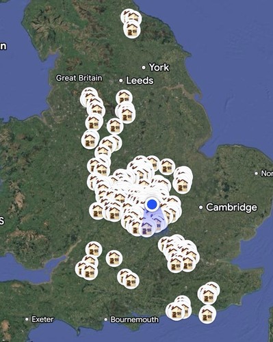 Abandoned place map - map, uk