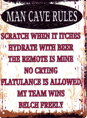 Man cave rules metal - metal, sign