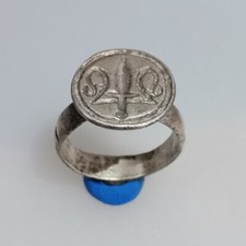 Ancient Medieval European Silver Templar Ring Sword Circa 1st.-3rd.  AD