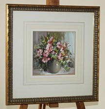 DEREK BROWN (1924-2009) Framed Mixed Media Painting Still Life Vase of Flowers