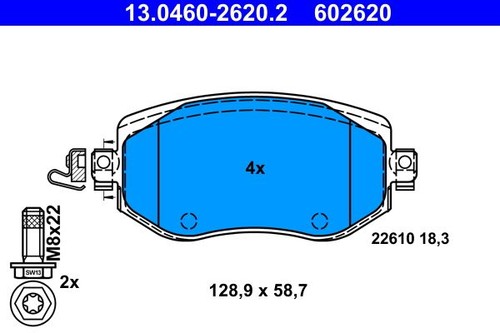 0460 2620 brake pad - 13.0460-2620.2, set