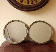 Pair of Antique Bronze Round Mirrors. Two Hanging Wall Mirrors. c1900 Vintage