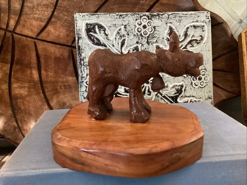 Vintage carved wooden - cow, with