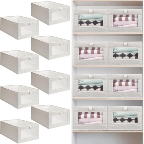 Linen wardrobe storage boxes - linen,