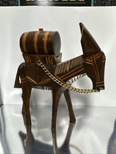 Vintage Wooden Hand made Donkey with barrel chain reign
