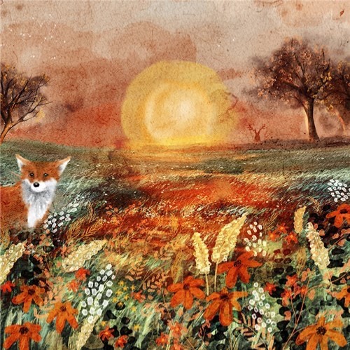 Sunset fox art - fox, blank