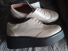 BNWT M & S Autograph Cream Genuine Leather Platform Lace-up Shoes - Size 4