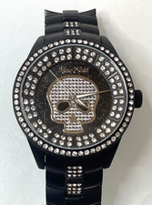 Marc Ecko E20049G1 Watch Skull Rhinestone Face Black Metal Band