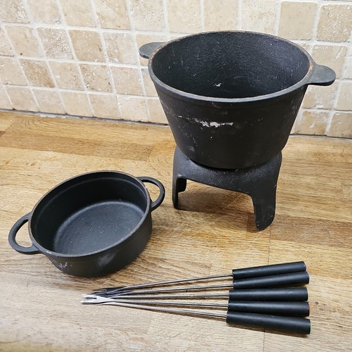 Cast iron fondue set forks - fondue,