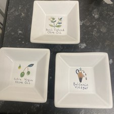 Trio Of Small Italian Olive Oil / Basil Infused / Balsamic Vinegar Dishes 9x9 Cm