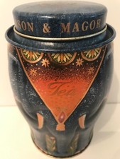 Williamson & Magor Large Blue Empty Elephant Tea Caddy Tin ( mid 2000 edition )