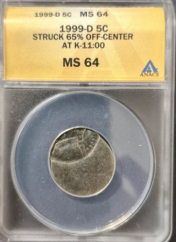 1999d struck off center - 65%, @