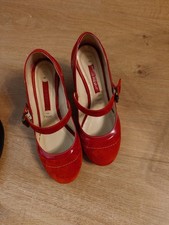 Next Beautiful Red Shoes 6/39  Suede Leather Uppers. Good Condition