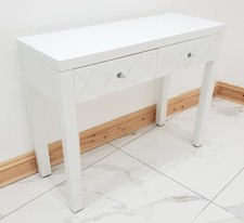 Dressing Table WHITE GLASS Mirrored Entrance Hall Dressing Vanity Desk Pro Grade