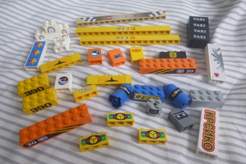 Lego bricks with stickers - with, &