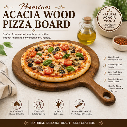 Acacia wood pizza board - wood,