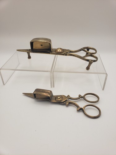 Pair antique brass candle - pair, of