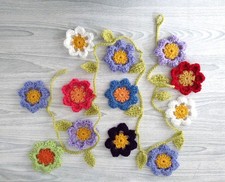Crochet Flowers Leaves Bunting Garland Home Decor Handmade