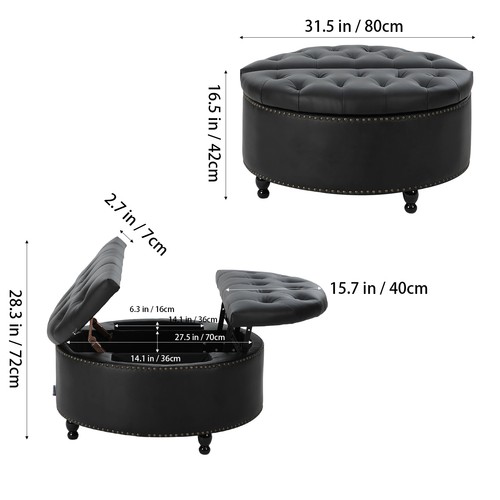 80cm footrest round storage - 80cm,
