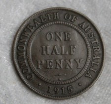 1915H Australian Half Penny - Rare Key Date - Circulated Coin - Heaton Mint
