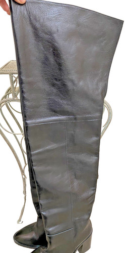 Black leather thigh high - black,