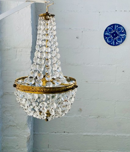 Antique crystal basket - crystal,