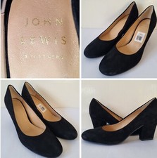 John Lewis 'Alma' Ladies Size 37 / 4 Plain Black Suede Court Shoes