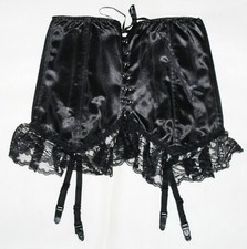 Black Heavy Satin Under Bust Waspie/Waist Clincher(Suspender Belt)  