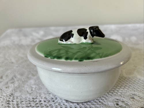 Pottery round butter - pottery, dish