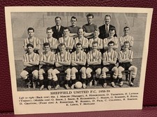 Sheffield United FC 1958 – 59 printed team photograph sports card vintage soccer