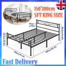 Queen Size Metal Bed Frame with Headboard and Footboard Heavy Duty Slat Support