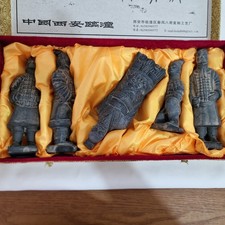 Chinese Terracotta Warrior Figurines Set of 5 Replicas Decorative Box