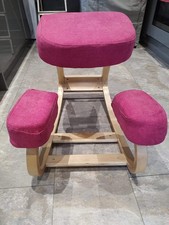 Ergonomic Wooden Kneeling Chair with Pink or Blue Covers