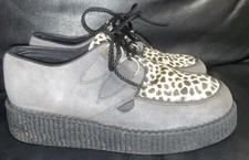 LADIES SIZE 5.5-6 GREY SUEDE ANIMAL PRINT OFFICIAL UNDERGROUND CREEPERS