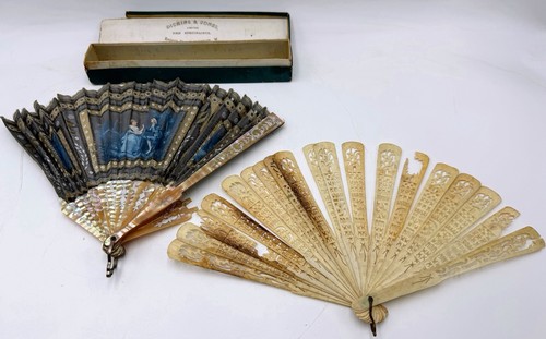 Antique fan mother - fan, pearl
