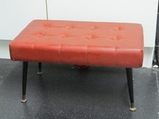 Genuine Vintage 60’s 70's Ottoman Stool Faux Leather Seat Original Screw in Legs
