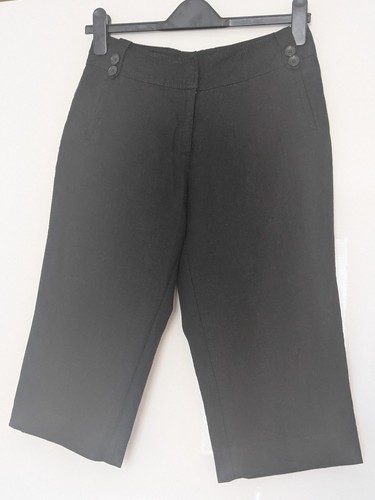Black cropped linen mix pants - linen,