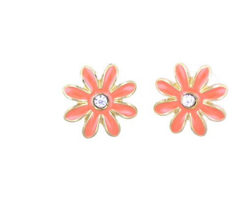 Orange enamel daisy stud